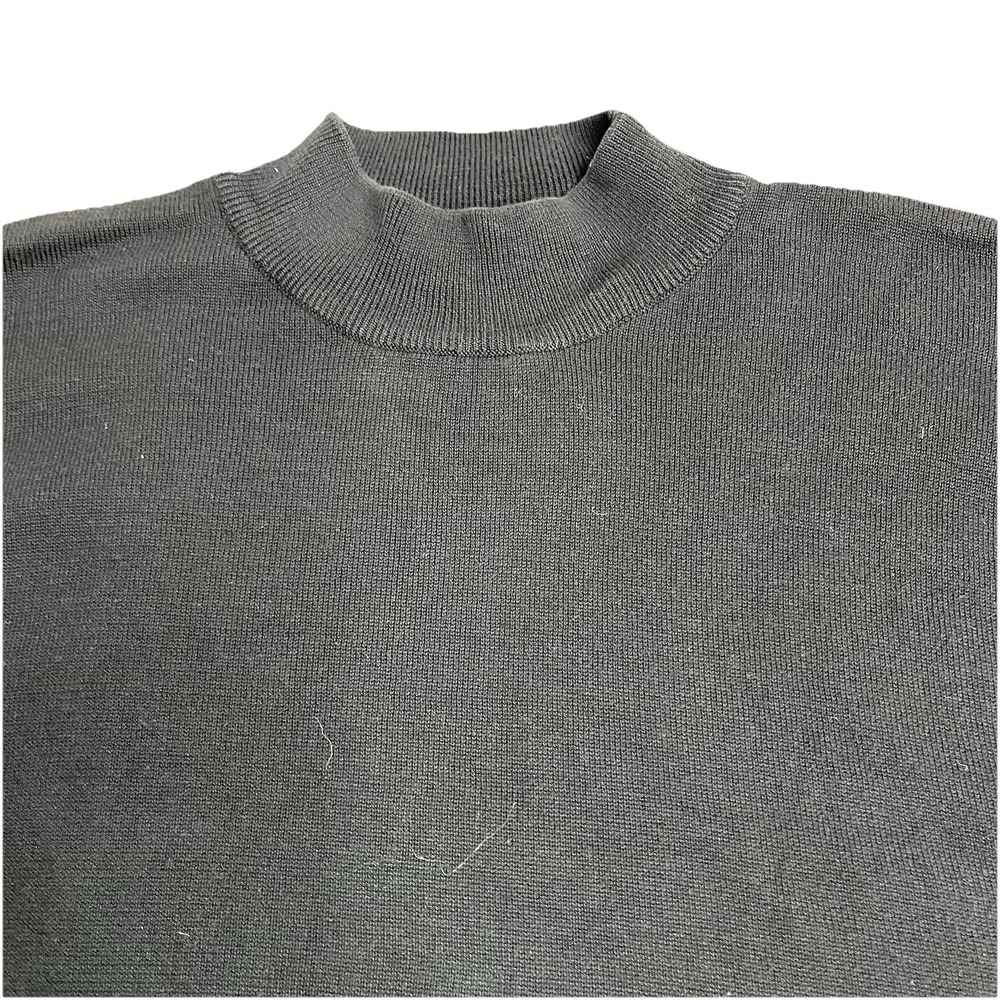 Tricots St Raphael Sweater Mens L Black Mock Neck Pullover Knit Cotton Blend - Picture 2 of 7